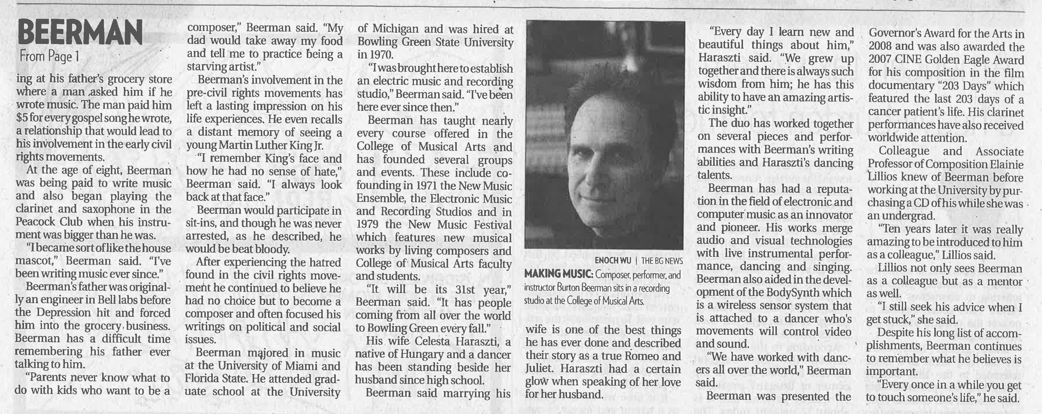 newspaper article on burton's career