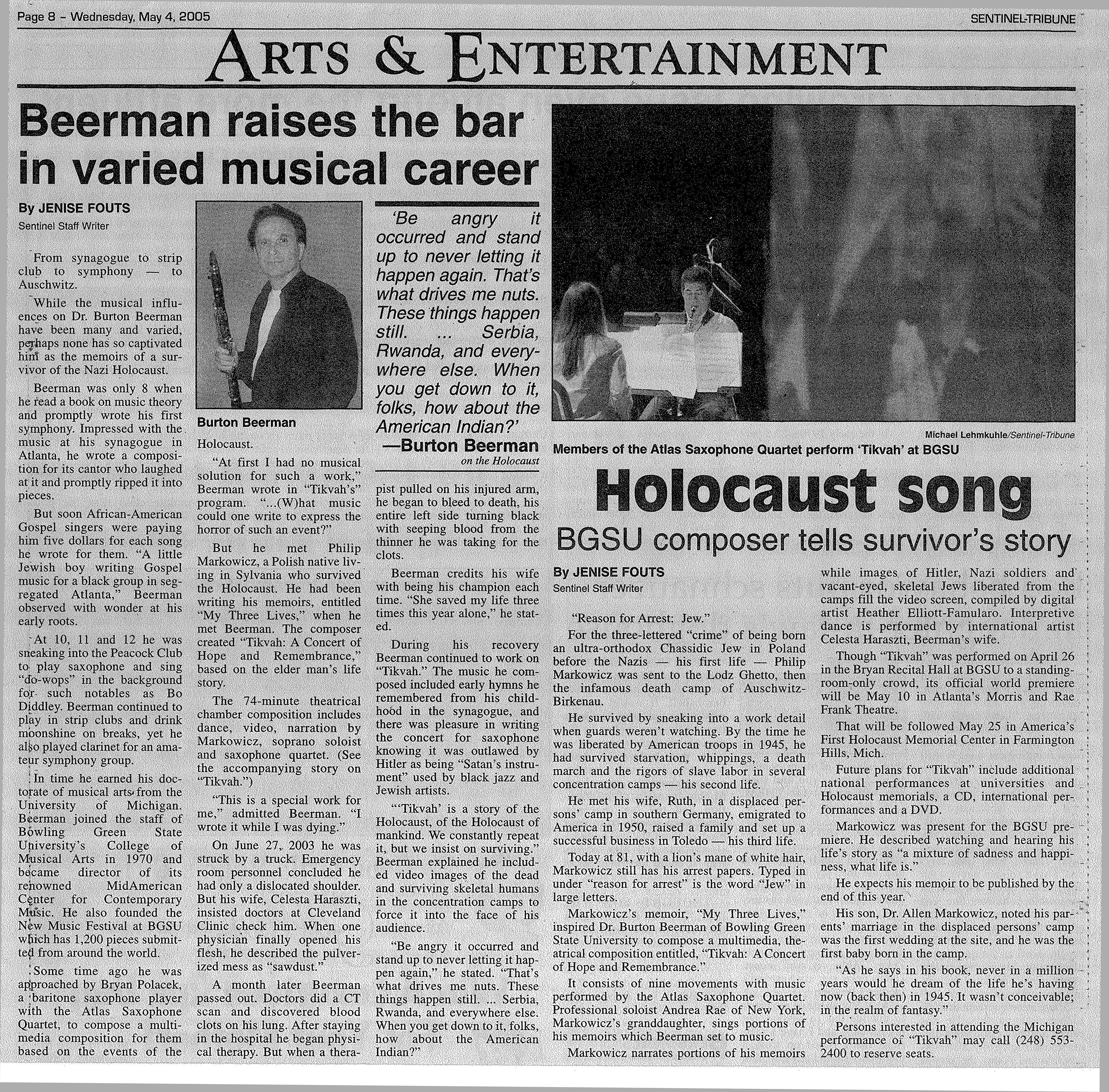 newspaper article on tikvah