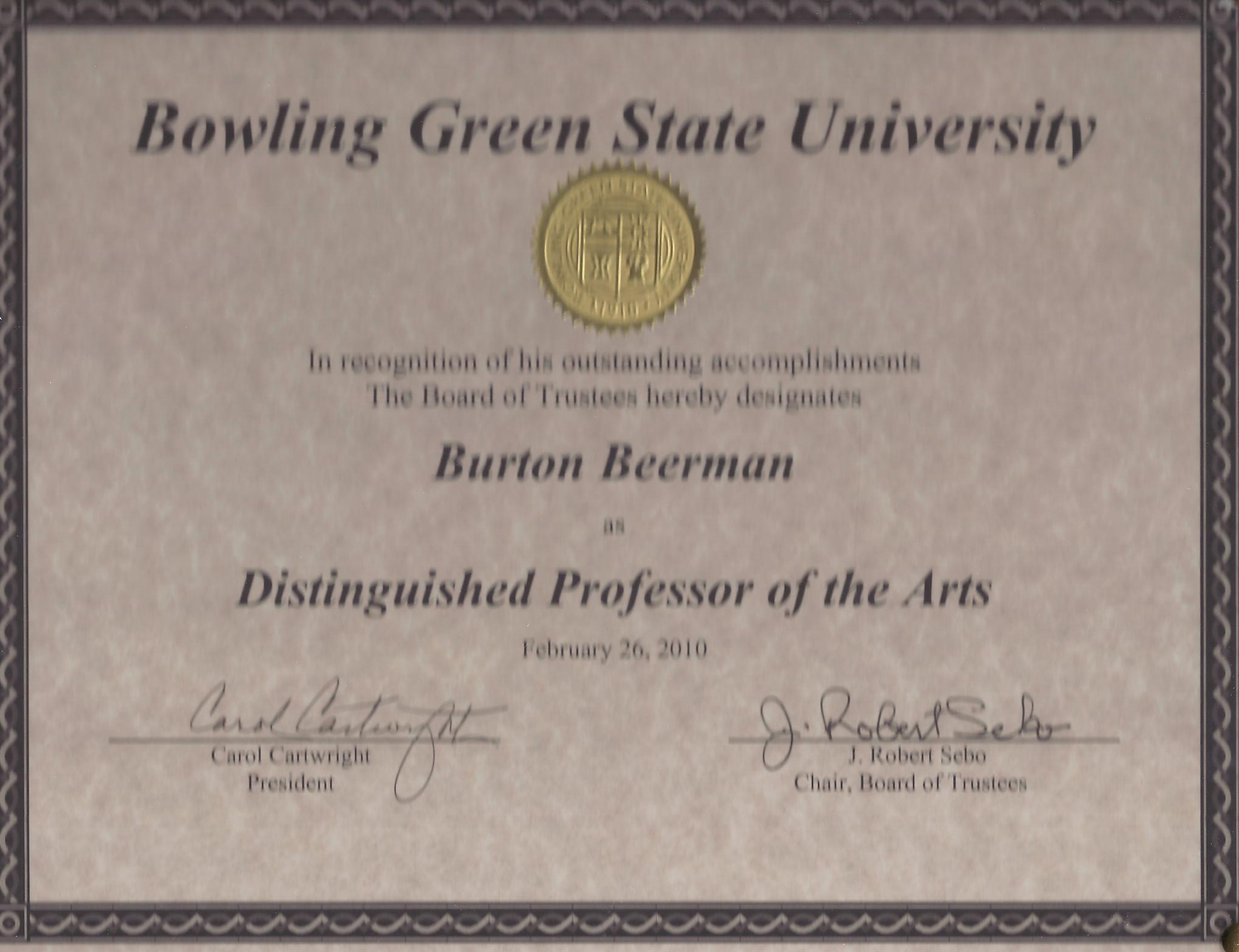 distinguished professor/bowling green state university distinguished prof